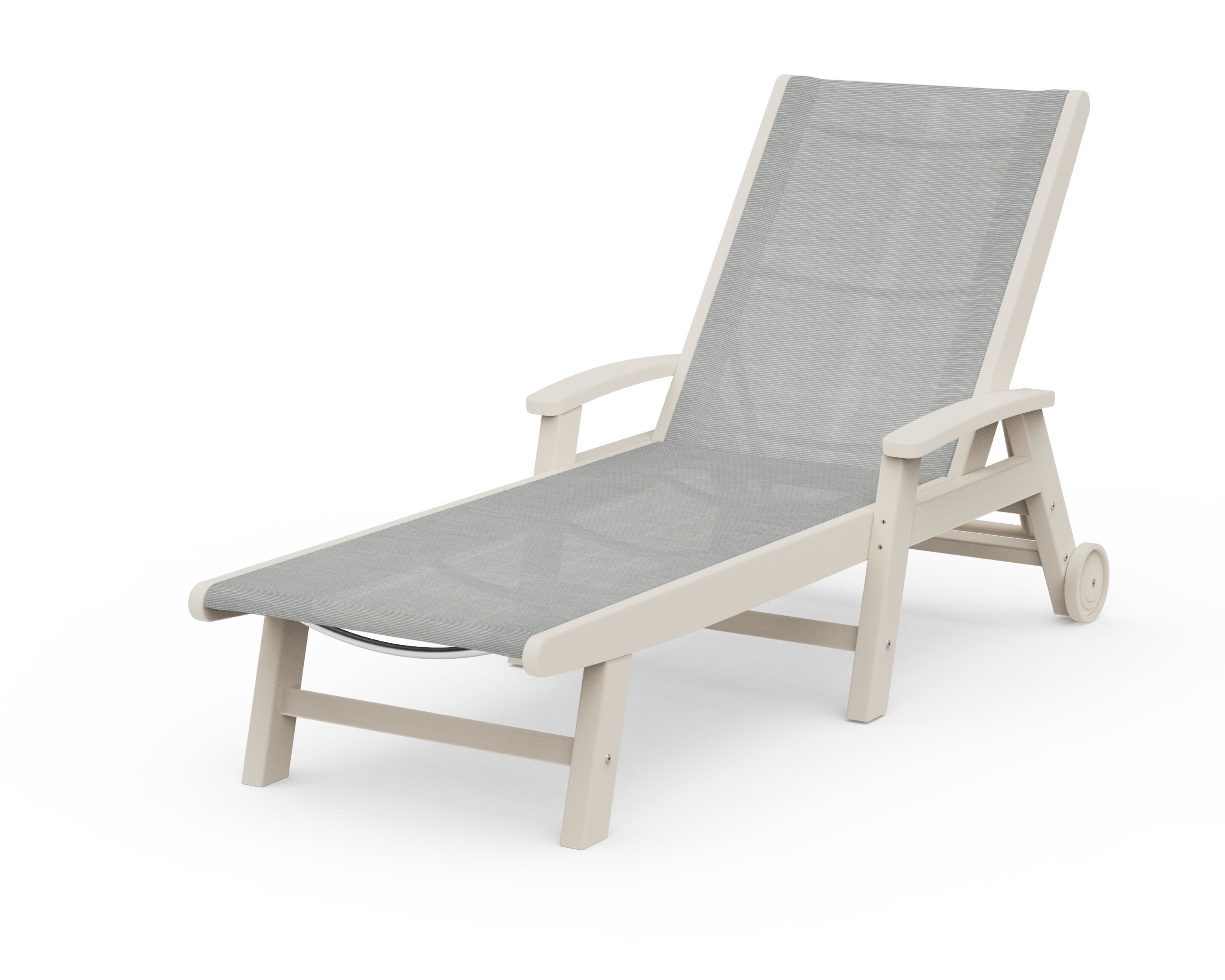 POLYWOOD® Coastal Chaise with Wheels in Sand / Metallic Sling