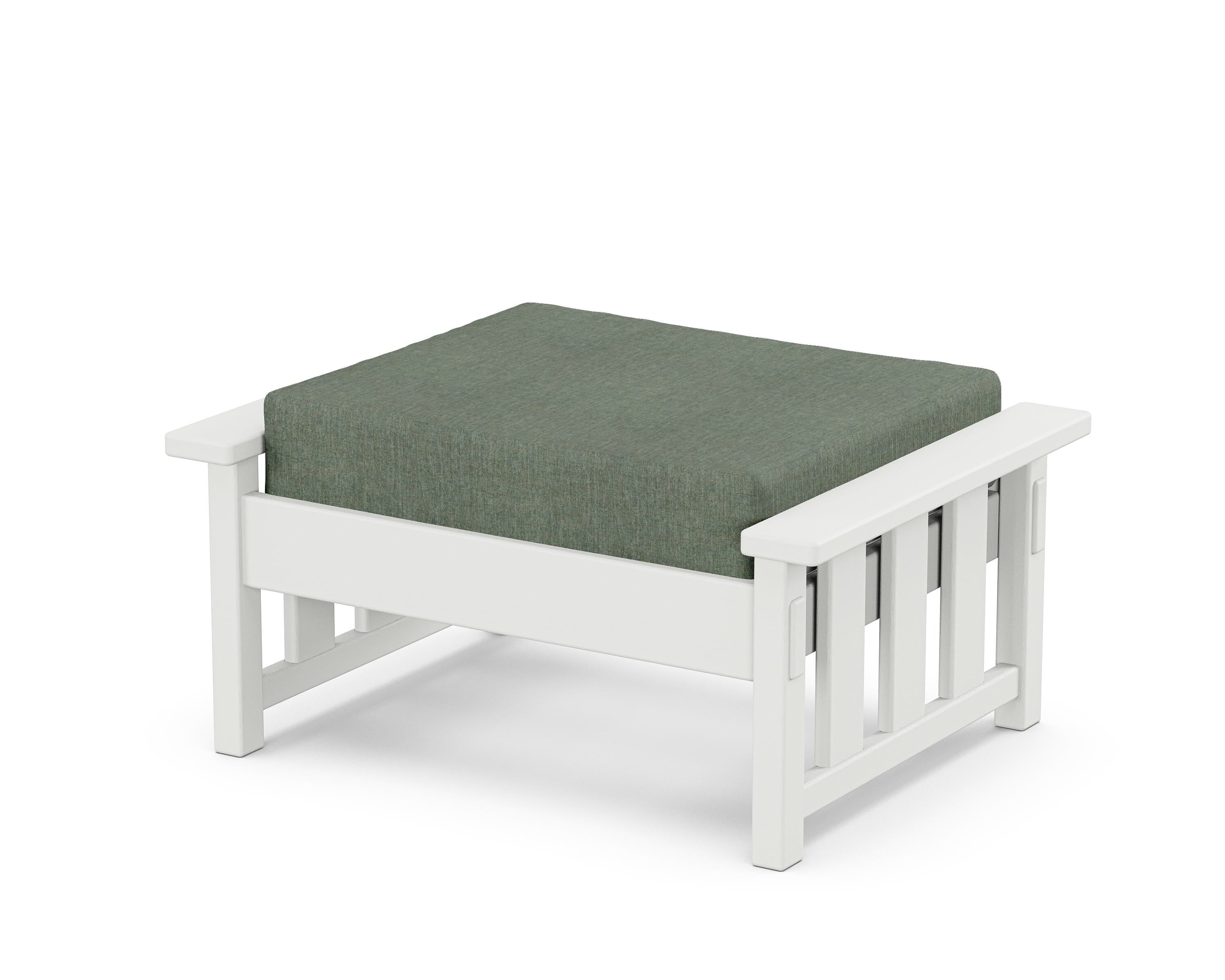 Martha Stewart by POLYWOOD® Acadia Deep Seating Ottoman in White / Cast Sage