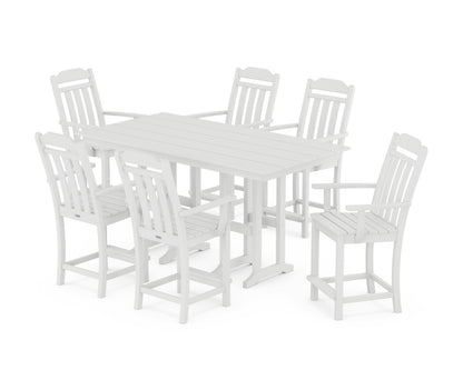 Country Living Cottage Arm Chair 7-Piece Farmhouse Counter Set in White