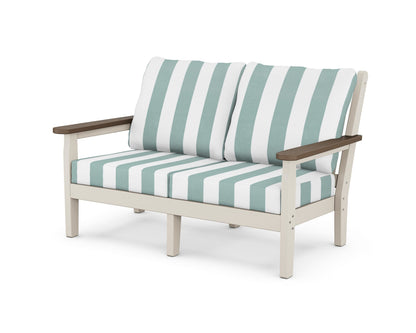 POLYWOOD® Chippendale Deep Seating Loveseat in Sand / Kona / Cabana Stripe Glacier Spa