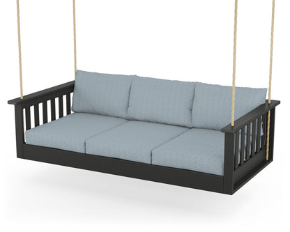 POLYWOOD® Vineyard Daybed Swing in Black / Exhale Sky