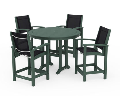 POLYWOOD® Coastal 5-Piece Counter Set in Green / Black Sling
