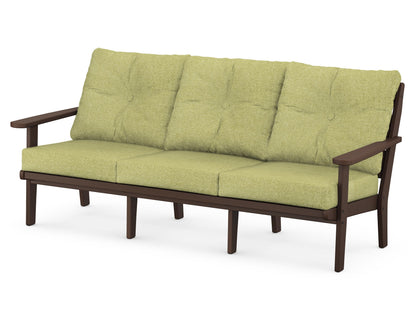 POLYWOOD® Lakeside Deep Seating Sofa in Mahogany / Chartreuse Boucle