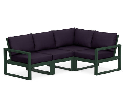 POLYWOOD® EDGE 4-Piece Modular Deep Seating Set in Green / Navy Linen