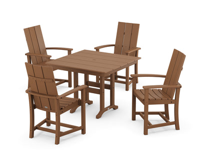 POLYWOOD® Modern Adirondack 5-Piece Farmhouse Dining Set in Teak