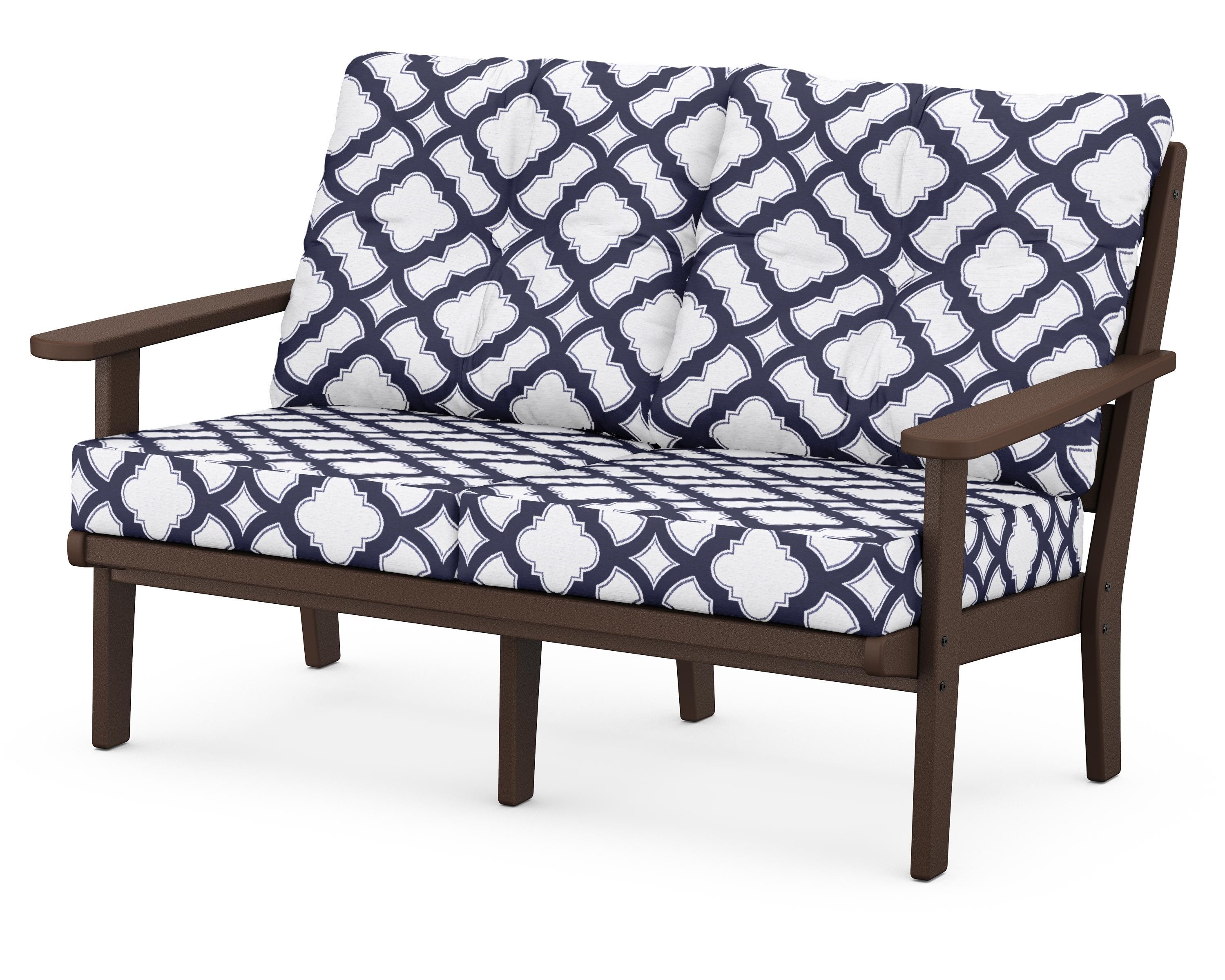 POLYWOOD® Lakeside Deep Seating Loveseat in Mahogany / Trellis Navy
