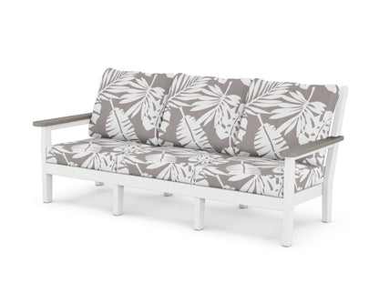 POLYWOOD® Chippendale Deep Seating Sofa in White / Driftwood / Leaf Grey Mist