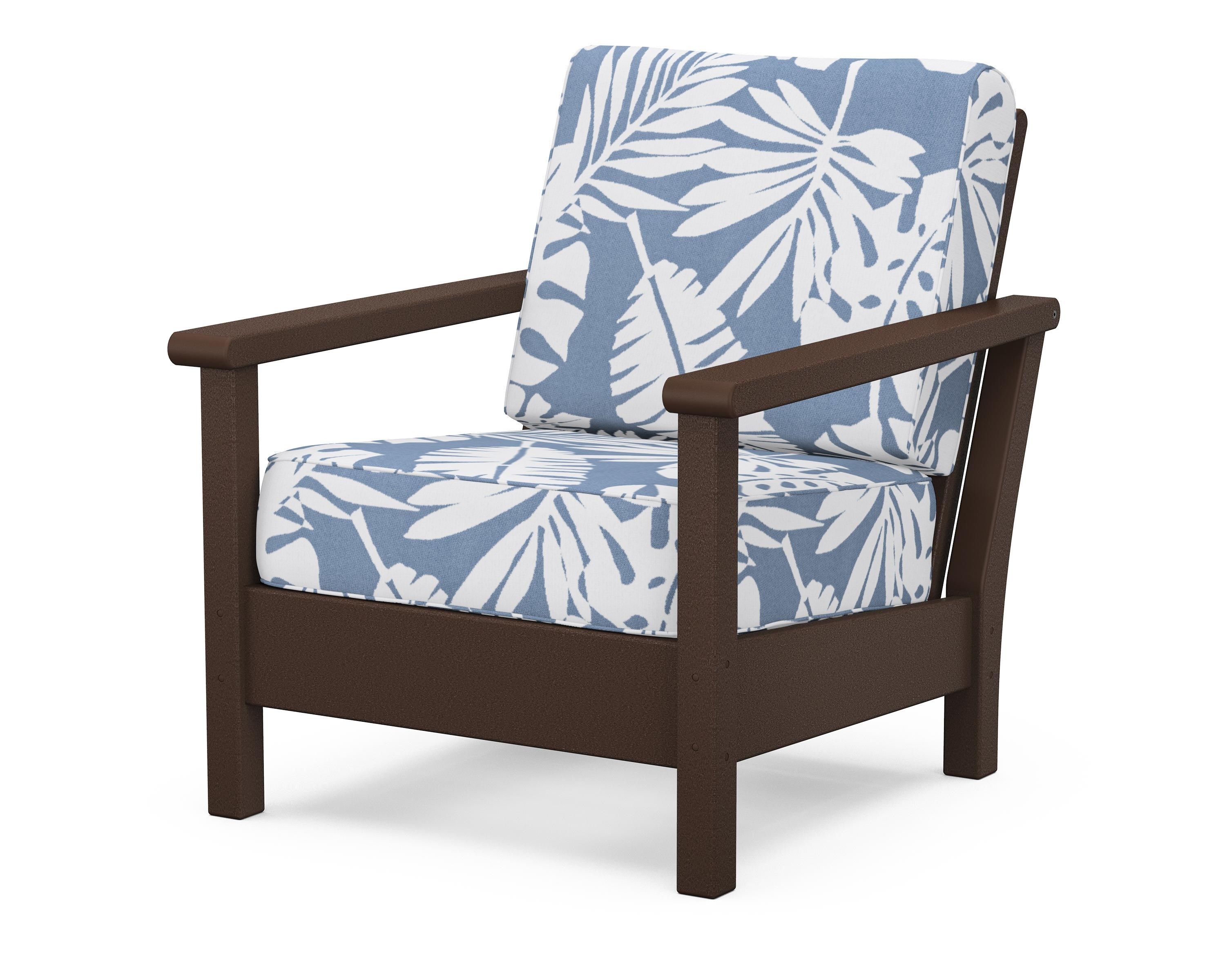 POLYWOOD® Harbour Deep Seating Chair in Mahogany / Leaf Sky Blue