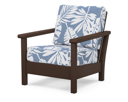 POLYWOOD® Harbour Deep Seating Chair in Mahogany / Leaf Sky Blue