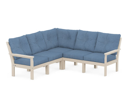 POLYWOOD® Vineyard 5-Piece Sectional in Sand / Sky Blue