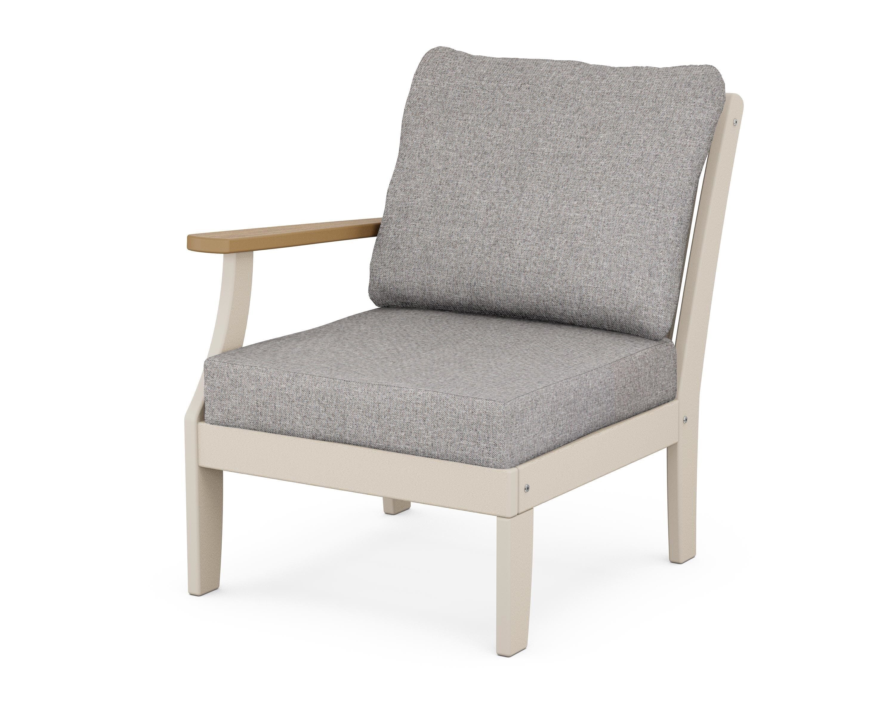 POLYWOOD® Braxton Modular Left Arm Chair in Sand / Natural / Grey Mist