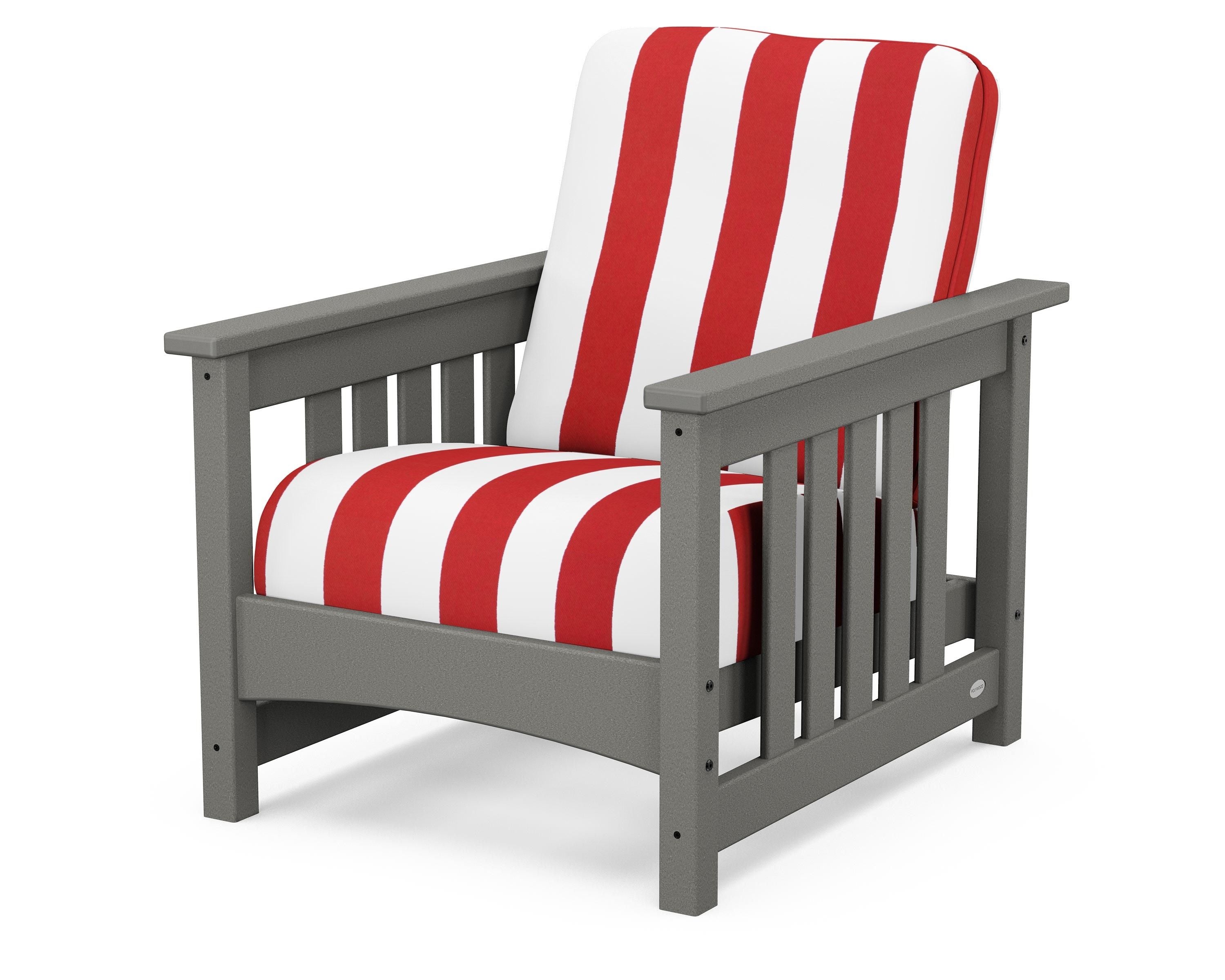 POLYWOOD® Club Mission Chair in Slate Grey / Cabana Stripe Crimson