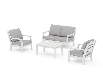 Draper James™ by  POLYWOOD® Savannah 4-Piece Deep Seating Set with Loveseat in Vintage White / Granite