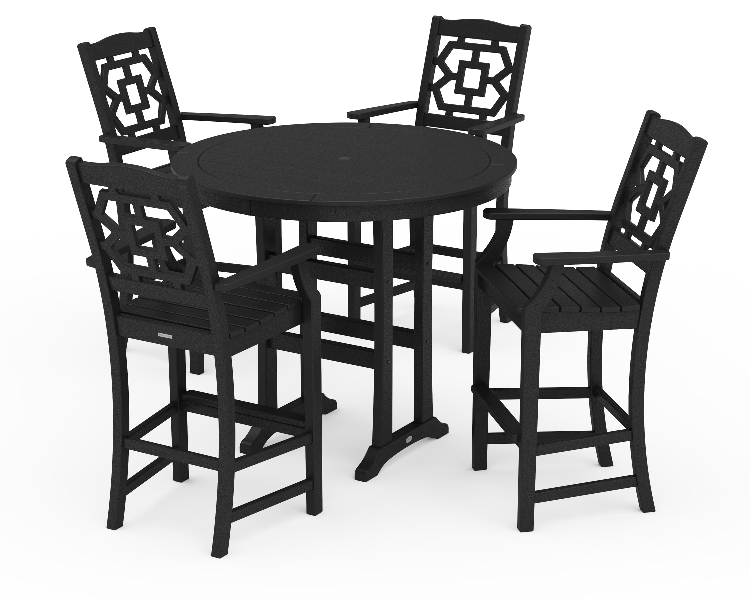Martha Stewart by POLYWOOD® Chinoiserie 5-Piece Round Bar Set in Black