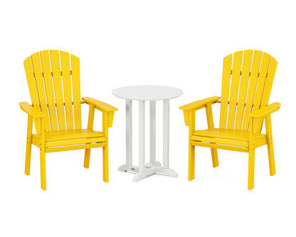 POLYWOOD® Nautical Adirondack 3-Piece Round Bistro Dining Set in Lemon / White