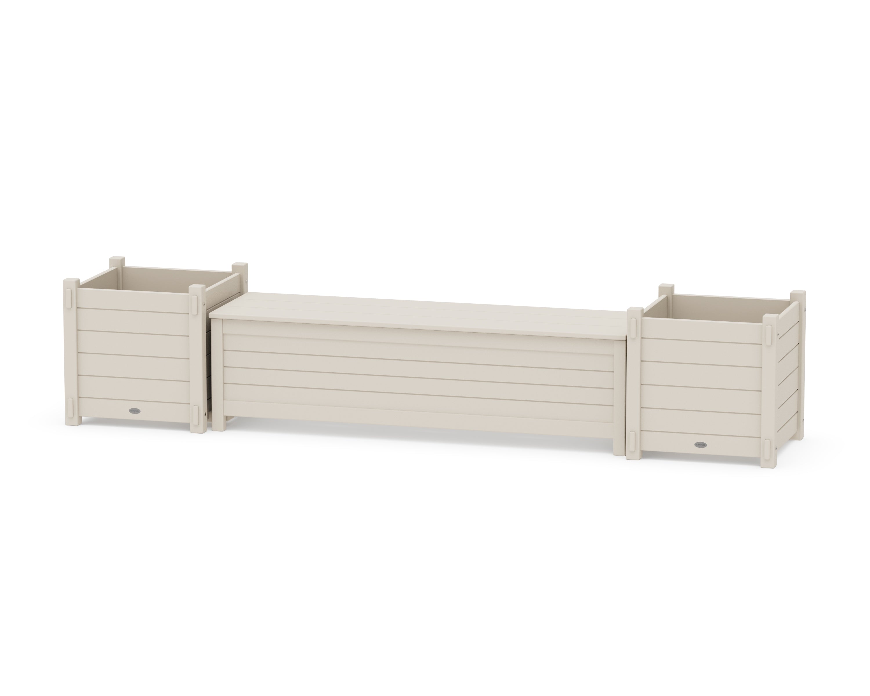 POLYWOOD® 60" Nautical Straight Planter Storage Bench Set- Large in Sand