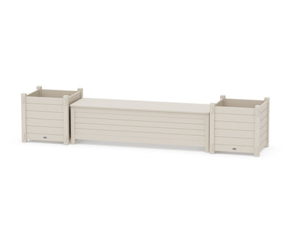 POLYWOOD® 60" Nautical Straight Planter Storage Bench Set- Large in Sand