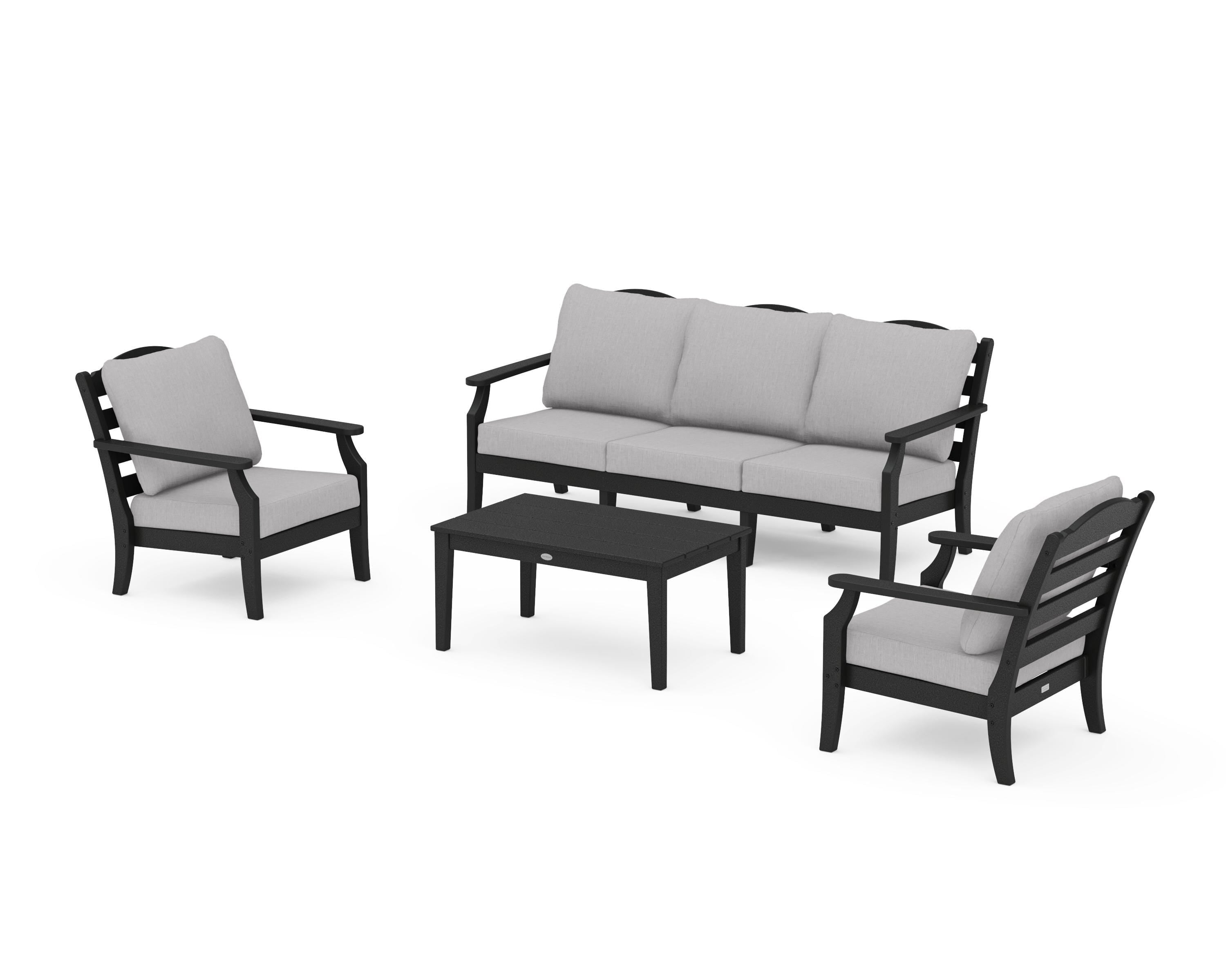 Draper James™ by  POLYWOOD® Savannah 4-Piece Deep Seating Set with Sofa in Black / Granite