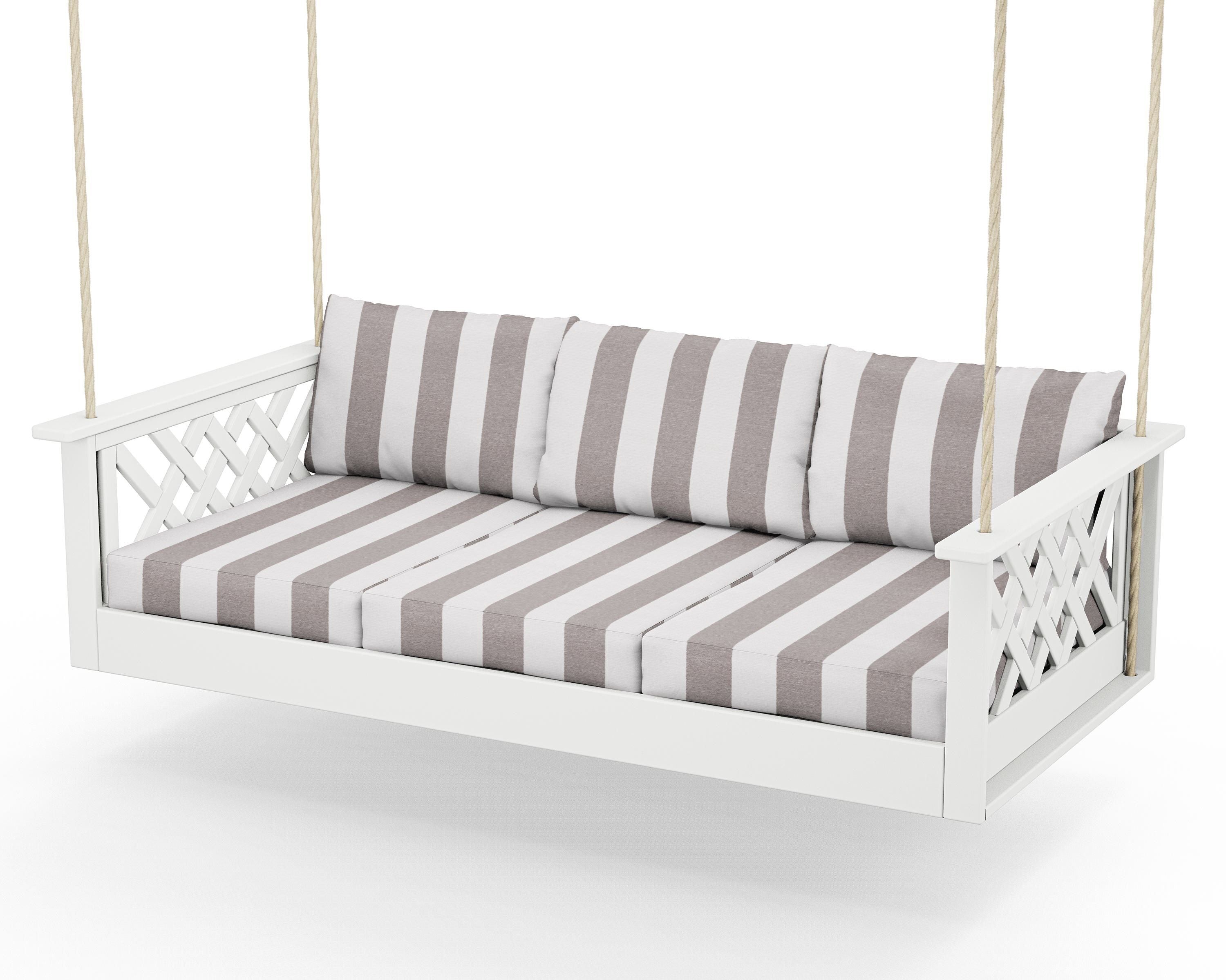 Country Living Wovendale Daybed Swing in White / Cabana Stripe Grey Mist