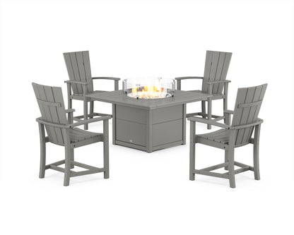 POLYWOOD® Quattro 4-Piece Upright Adirondack Conversation Set with Fire Pit Table in Slate Grey