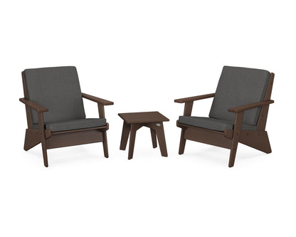 POLYWOOD® Riviera Modern Lounge 3-Piece Set in Mahogany / Spectrum Carbon
