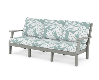 Martha Stewart by POLYWOOD® Chinoiserie Deep Seating Sofa in Slate Grey / Leaf Glacier Spa