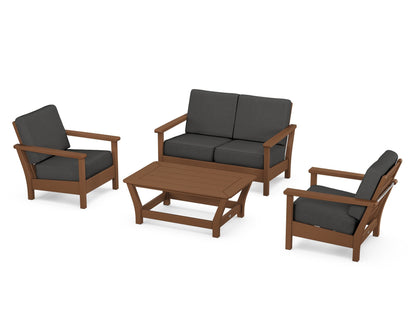 POLYWOOD® Harbour 4-Piece Deep Seating Set in Teak / Spectrum Carbon
