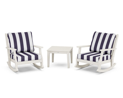 Country Living Wovendale 3-Piece Deep Seating Rocker Set in Sand / Cabana Stripe Navy