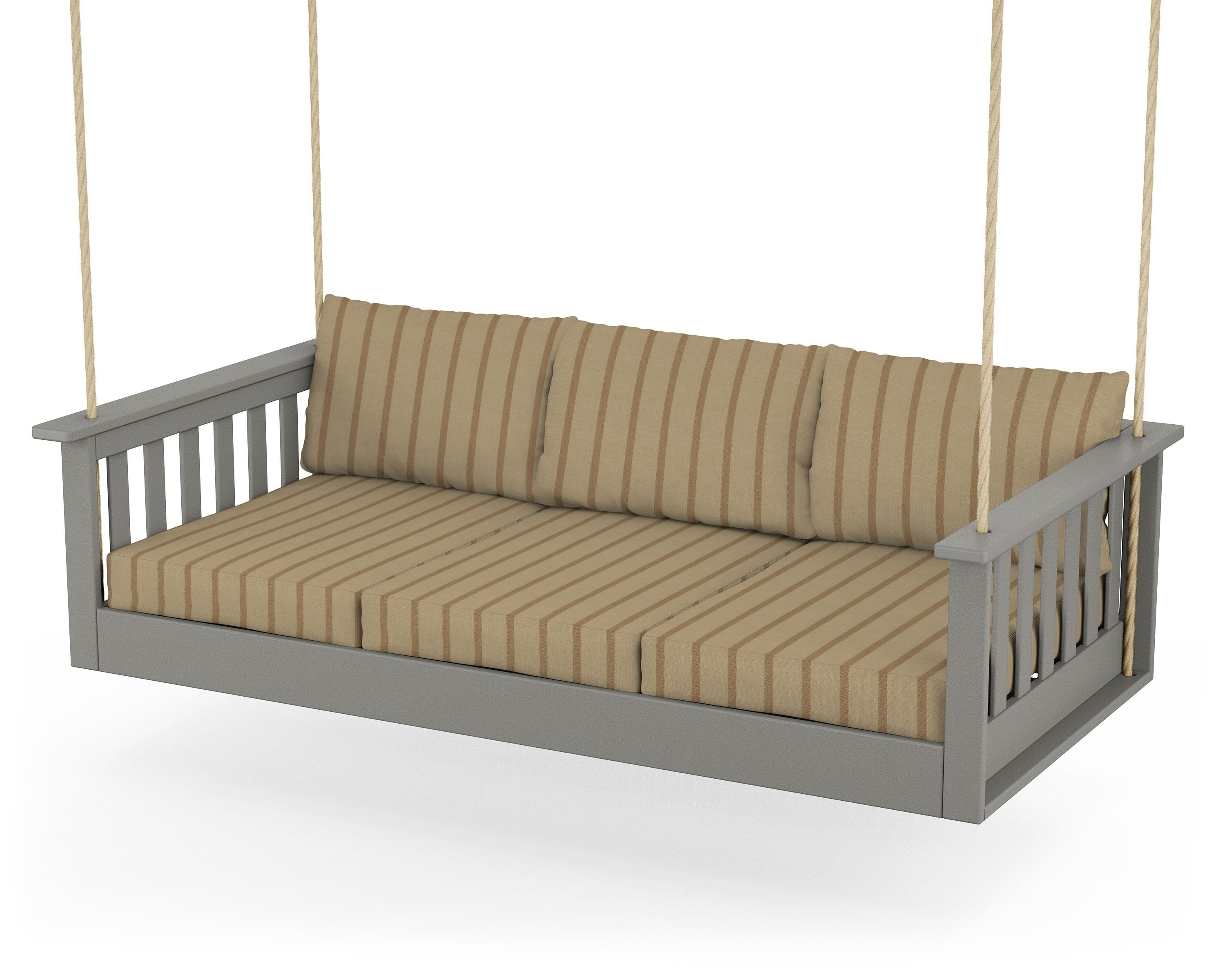 POLYWOOD® Vineyard Daybed Swing in Slate Grey / Unwind Driftwood