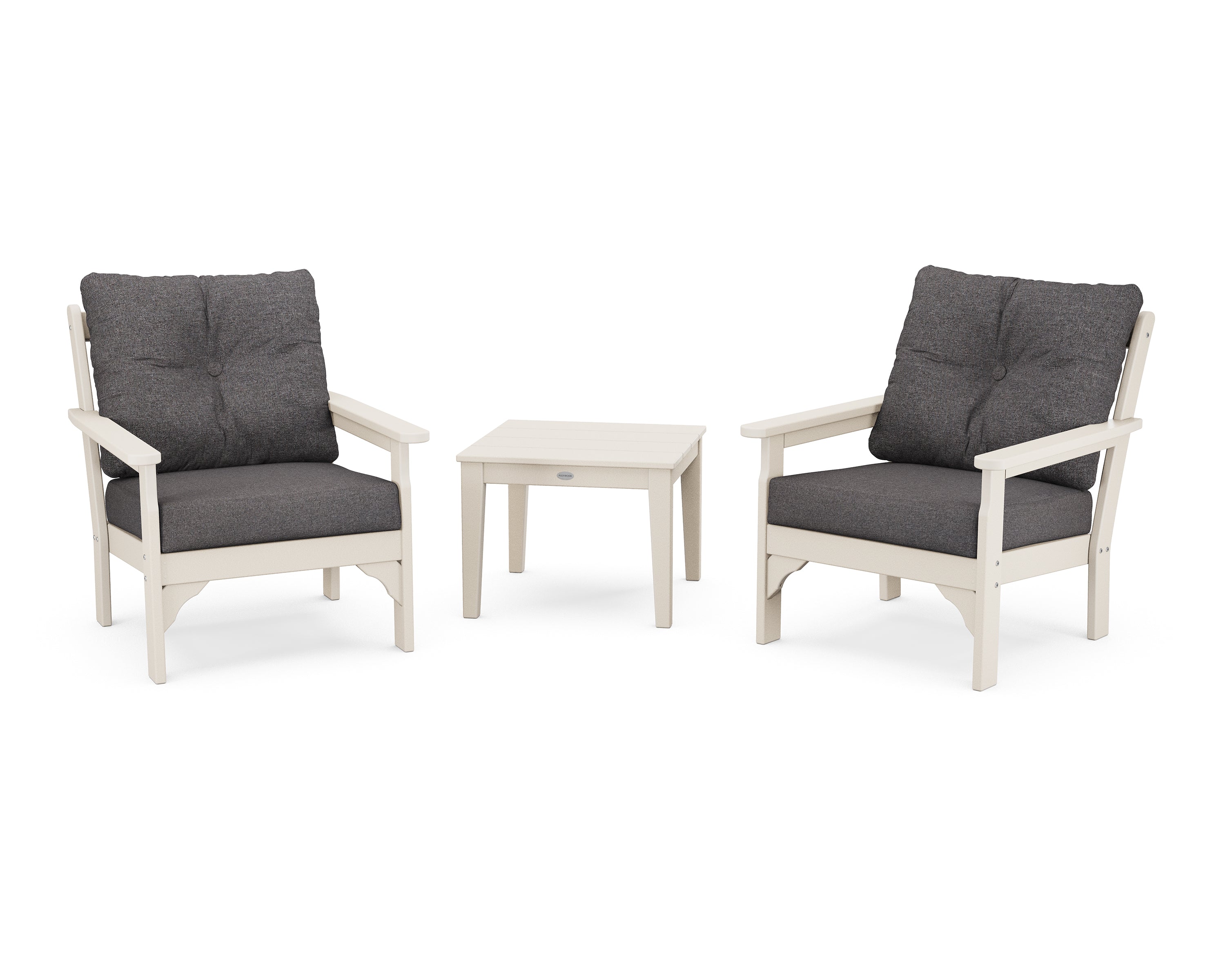 POLYWOOD® Vineyard 3-Piece Deep Seating Set in Sand / Ash Charcoal
