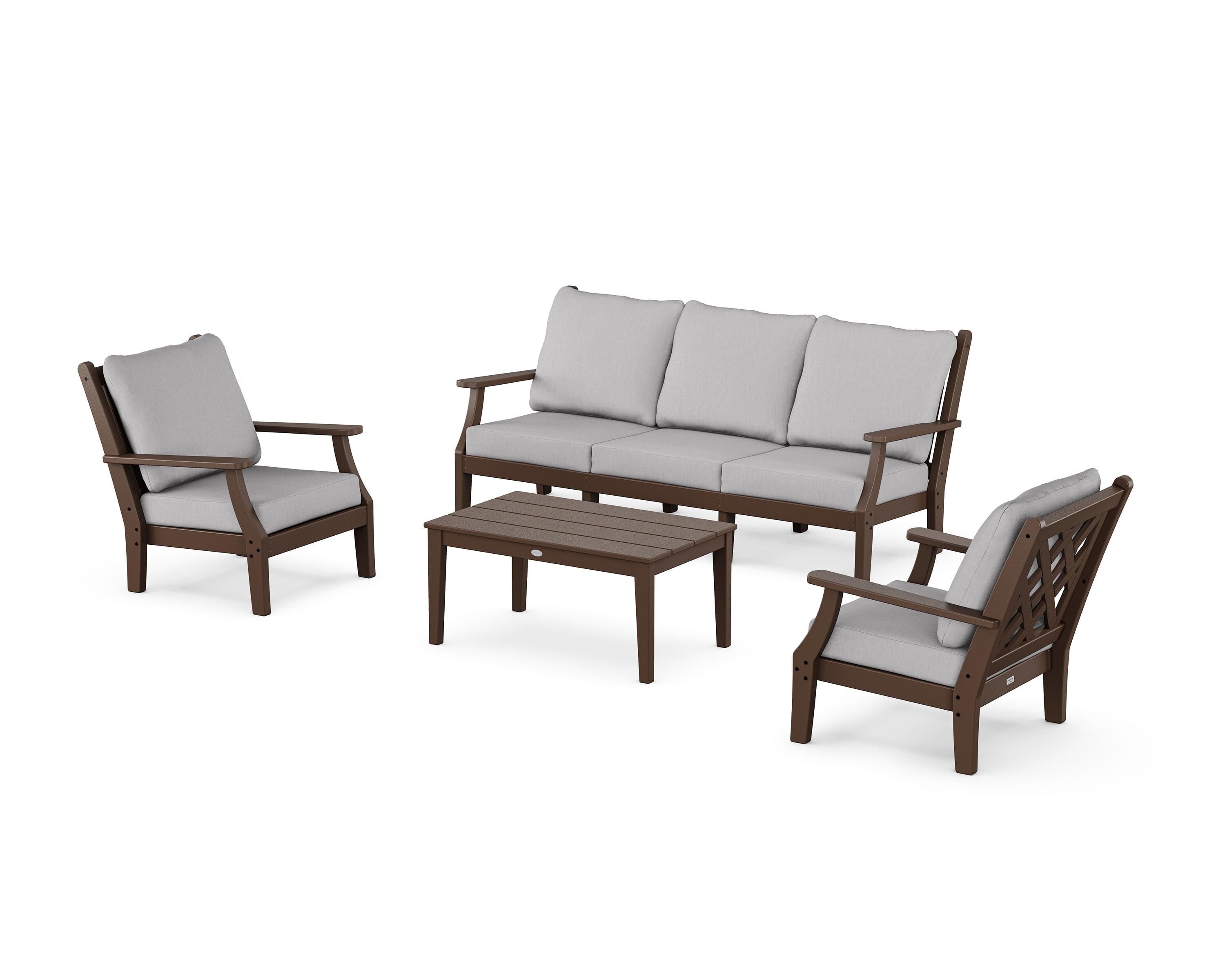 Country Living Wovendale 4-Piece Deep Seating Set with Sofa in Mahogany / Granite