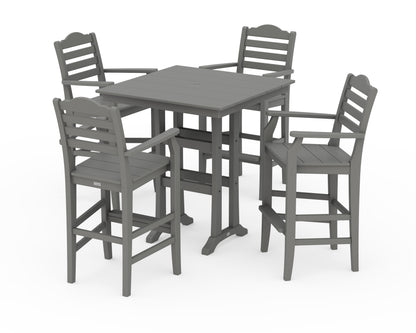 Draper James™ by  POLYWOOD® Savannah 5-Piece Farmhouse Bar Set with Trestle Legs in Slate Grey