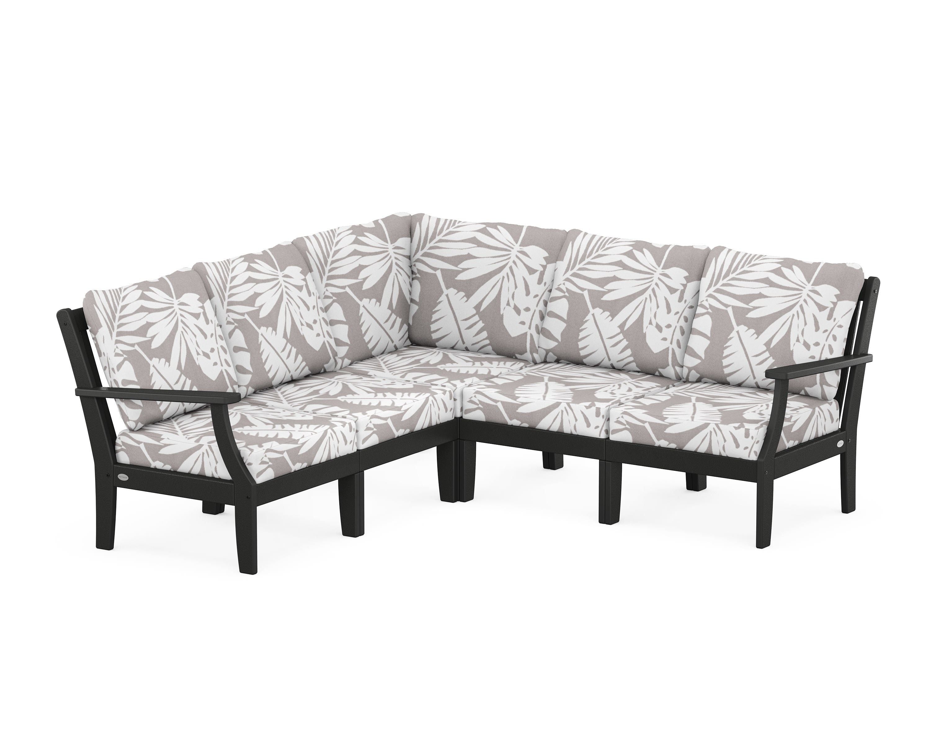 POLYWOOD® Braxton Modular 5-Piece Deep Seating Set in Black / Leaf Grey Mist
