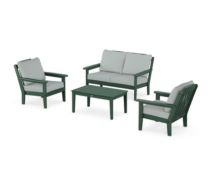 Country Living Cottage 4-Piece Deep Seating Set with Loveseat in Green / Spa