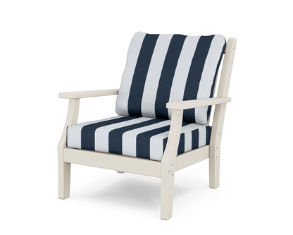 Country Living Wovendale Deep Seating Chair in Sand / Cabana Stripe Marine Indigo