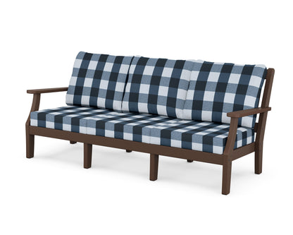 Martha Stewart by POLYWOOD® Chinoiserie Deep Seating Sofa in Mahogany / Buffalo Plaid Marine Indigo