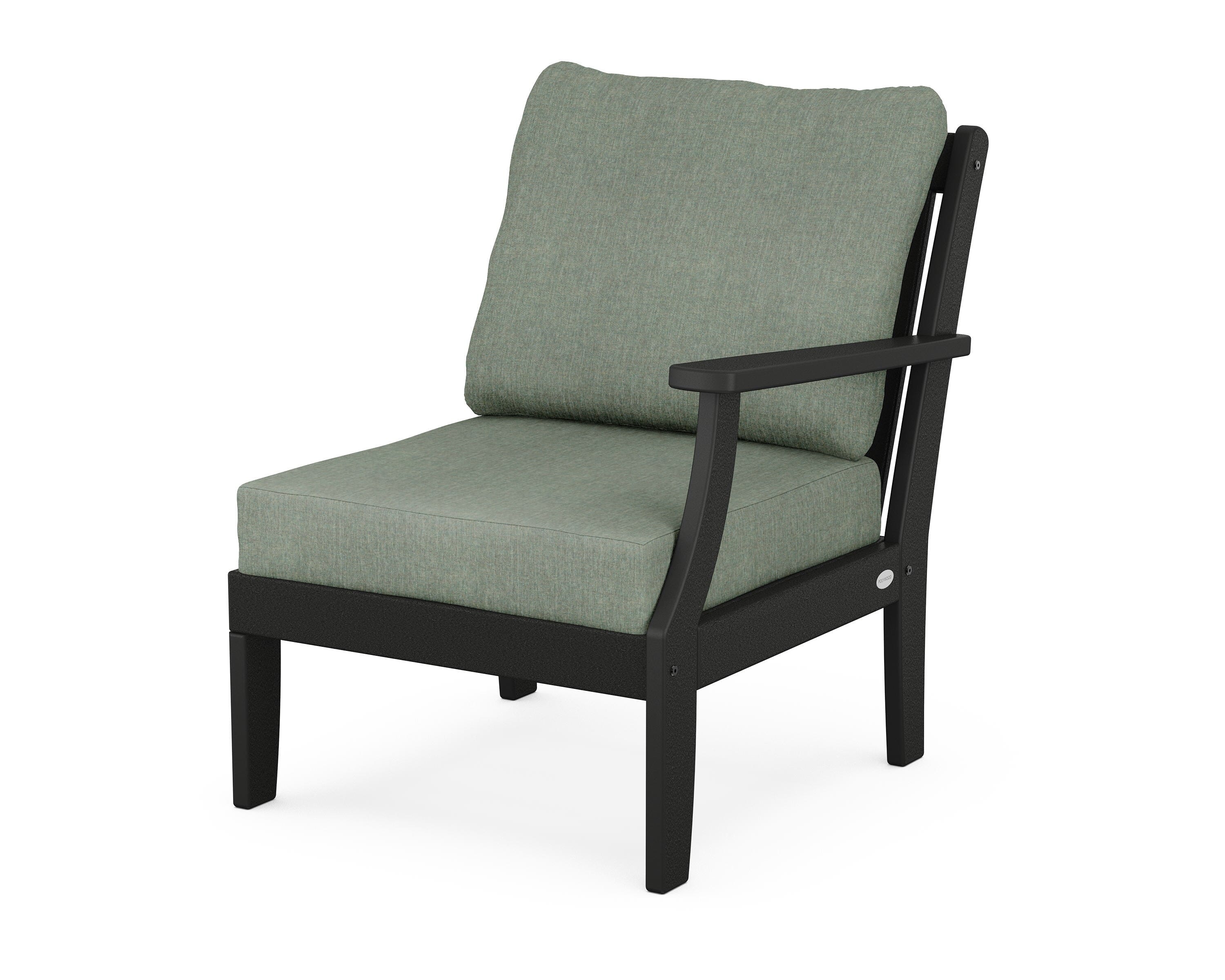 POLYWOOD® Braxton Modular Right Arm Chair in Black / Cast Sage