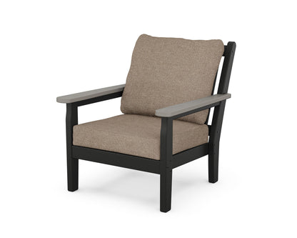 POLYWOOD® Chippendale Deep Seating Chair in Black / Driftwood / Spiced Burlap