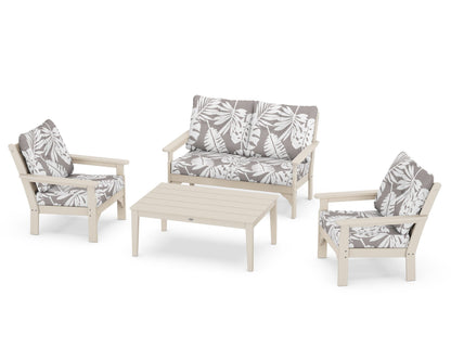 POLYWOOD® Vineyard 4-Piece Deep Seating Set in Sand / Leaf Grey Mist