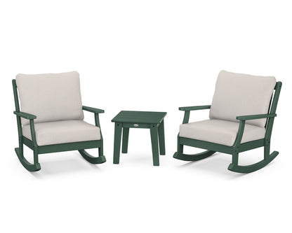 POLYWOOD® Braxton 3-Piece Deep Seating Rocker Set in Green / Cast Ash