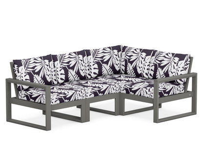 POLYWOOD® EDGE 4-Piece Modular Deep Seating Set in Slate Grey / Leaf Navy