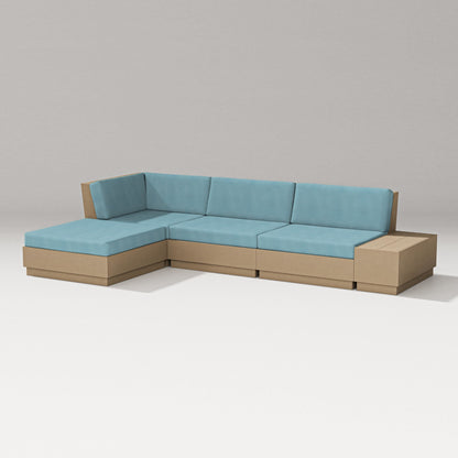 PW Designer Series Elevate Chaise Sectional in Vintage Sahara / Lattice Sky Blue