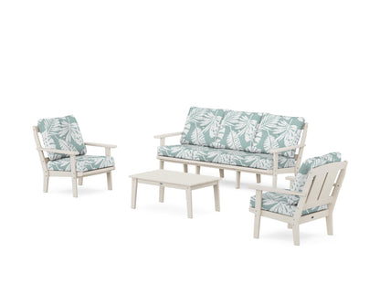 POLYWOOD® Mission 4-Piece Deep Seating Set with Sofa in Sand / Leaf Glacier Spa