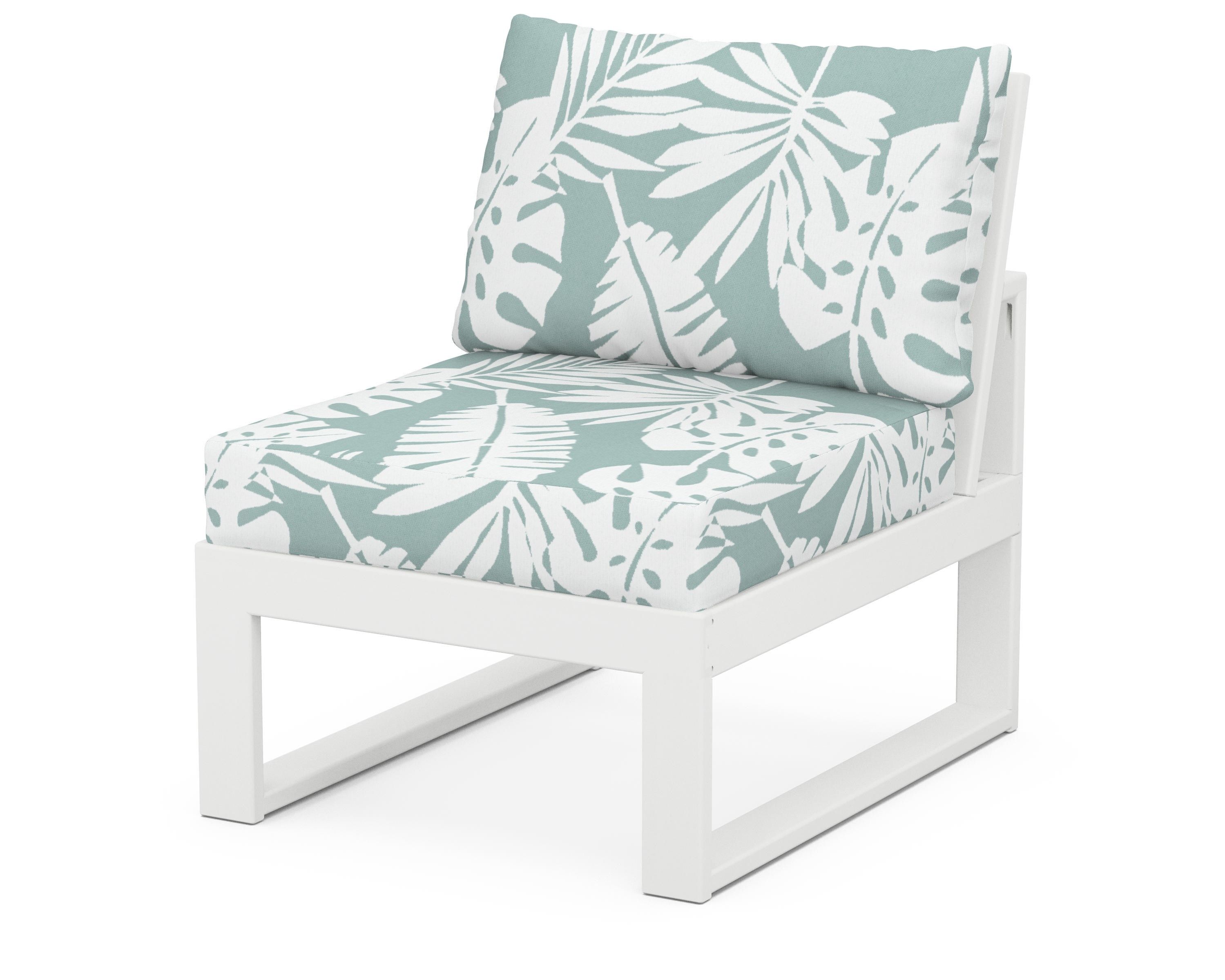 Unbranded Modular Armless Chair in White / Leaf Glacier Spa