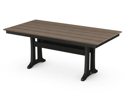 POLYWOOD® Farmhouse Trestle 37" x 72" Dining Table in Black / Kona