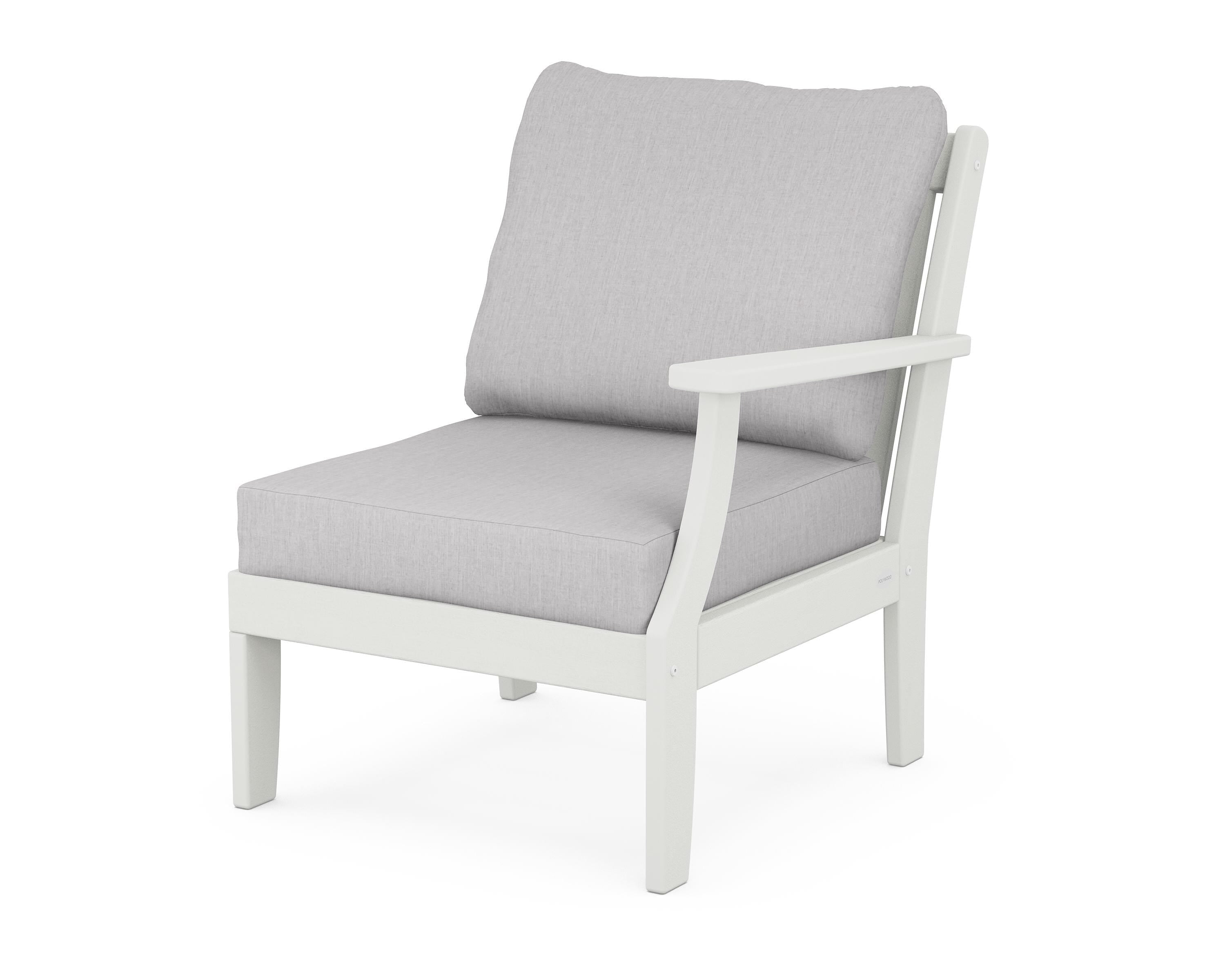 POLYWOOD® Braxton Modular Right Arm Chair in Vintage White / Granite