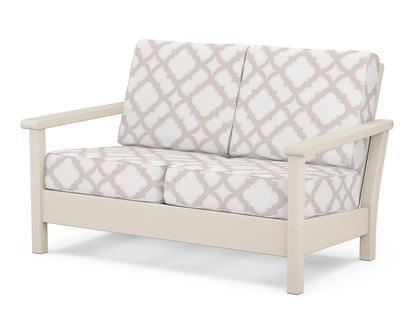 POLYWOOD® Harbour Deep Seating Loveseat in Sand / Trellis Dune Burlap
