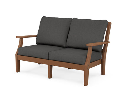 Martha Stewart by POLYWOOD® Chinoiserie Deep Seating Loveseat in Teak / Spectrum Carbon
