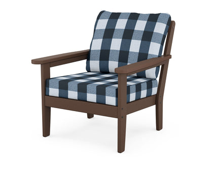 Country Living Cottage Deep Seating Chair in Mahogany / Buffalo Plaid Marine Indigo