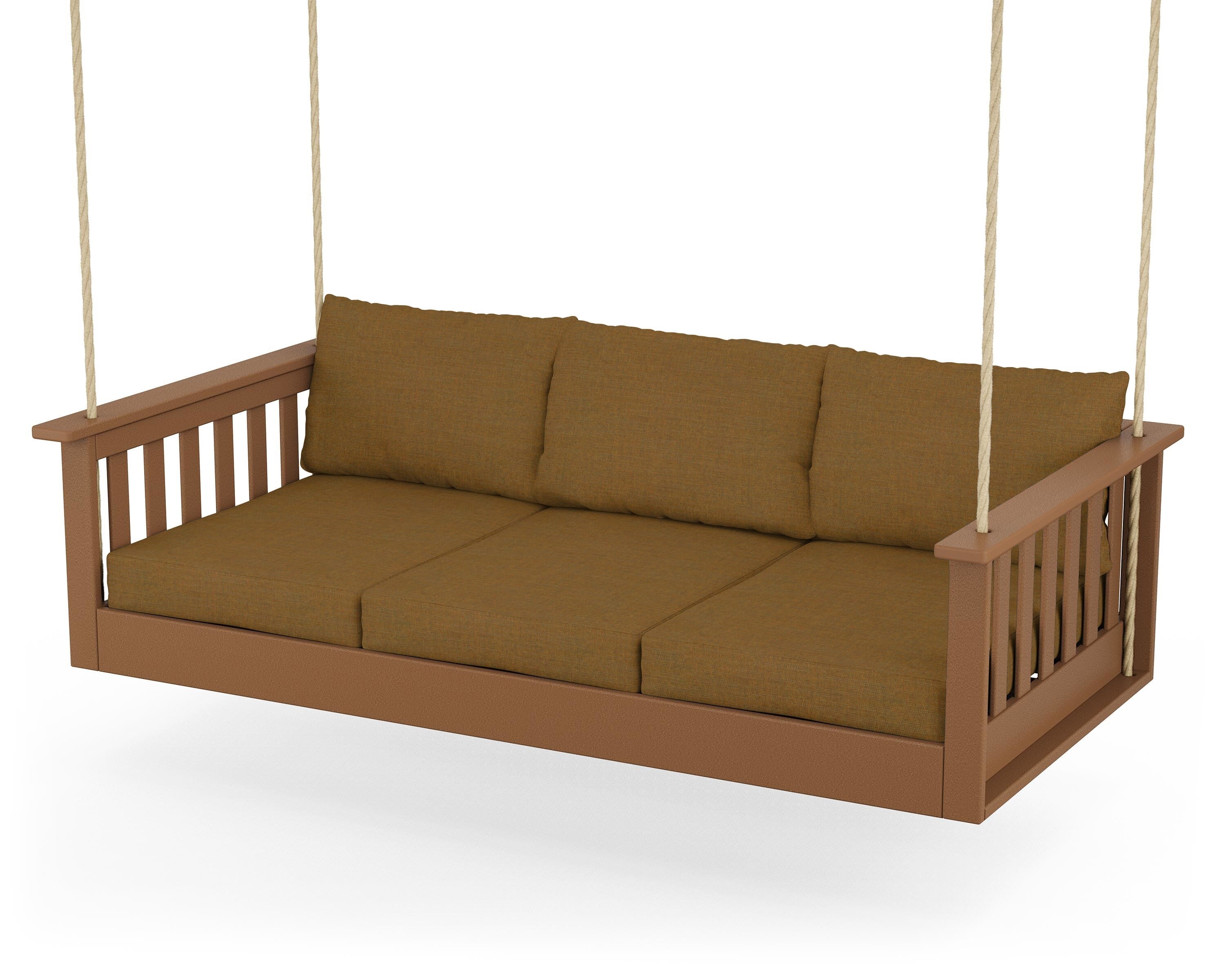 POLYWOOD® Vineyard Daybed Swing in Teak / Exhale Teak